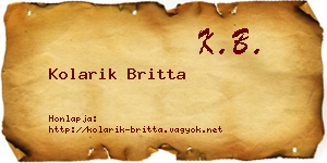 Kolarik Britta névjegykártya